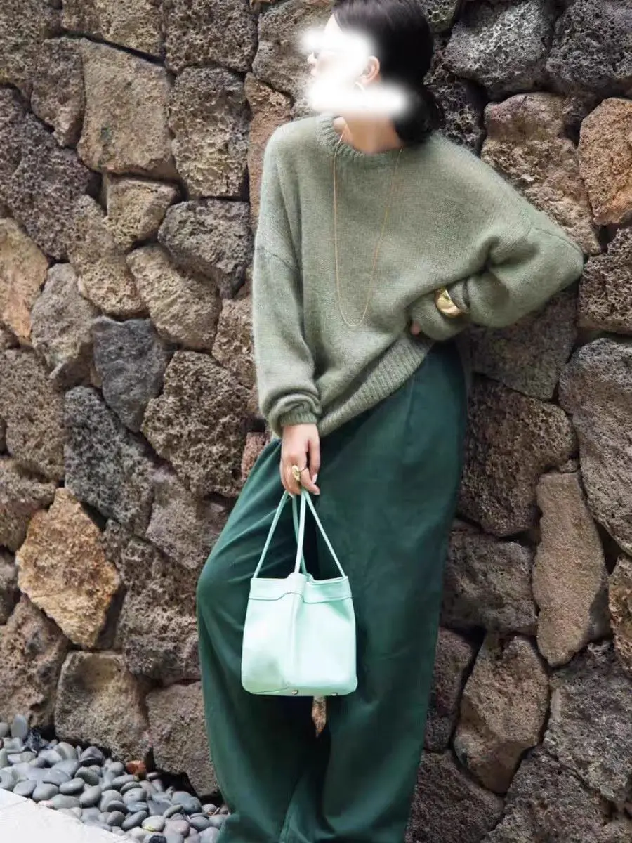 여성용 스웨터 단색 가을 겨울 한국 패션 심플 소프트 캐주얼 니트 여성 스웨터 오피스 레이디