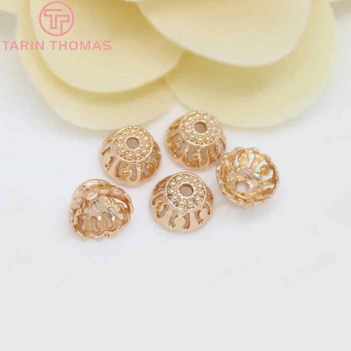 (3177)10PCS 10x6MM 24K Gold Color Plated Brass Beads Caps High Quality Diy Jewelry Accessories