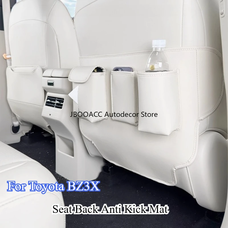 

Для Toyota BZ3X автомобильный антигрязный коврик для спинки сиденья, защитный коврик, кожаный коврик для защиты от ударов, аксессуар с ящиком для хранения, держатель для телефона в бутылке