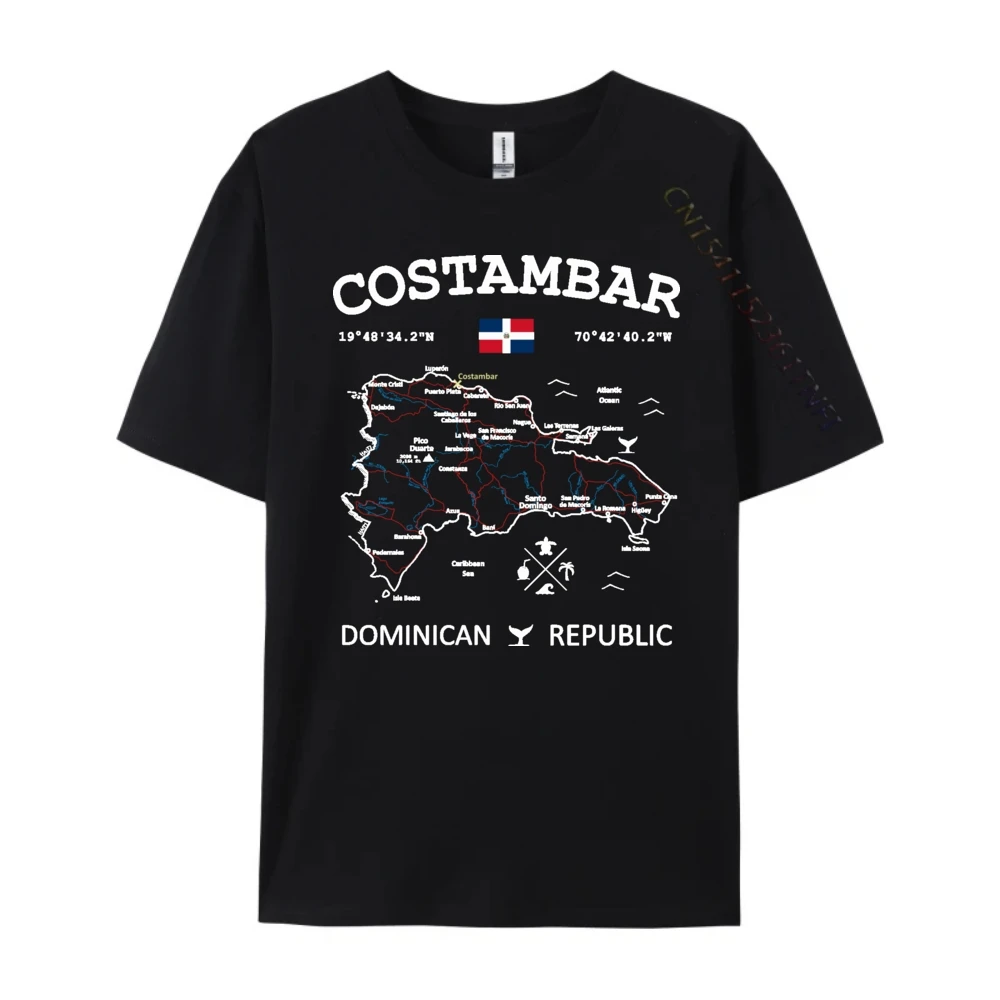 Costambar Dominican Republic Flag Travel Map Coordinates Oversized T Shirt Men New Shirts And T-Shirts Easter Sunday