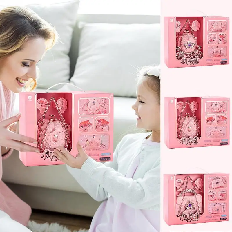 Kids Makeup Sets For Girls Princess Pink Carriage Shape Cosmetic Sets Makeup Kits Portable Beauty Set Real Pretend Makeup Toys