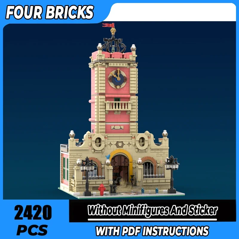 

Строительные блоки Moc Old Town Clocktower, технология модульных кирпичей, модель подарков, рождественские игрушки, наборы «сделай сам», сборка