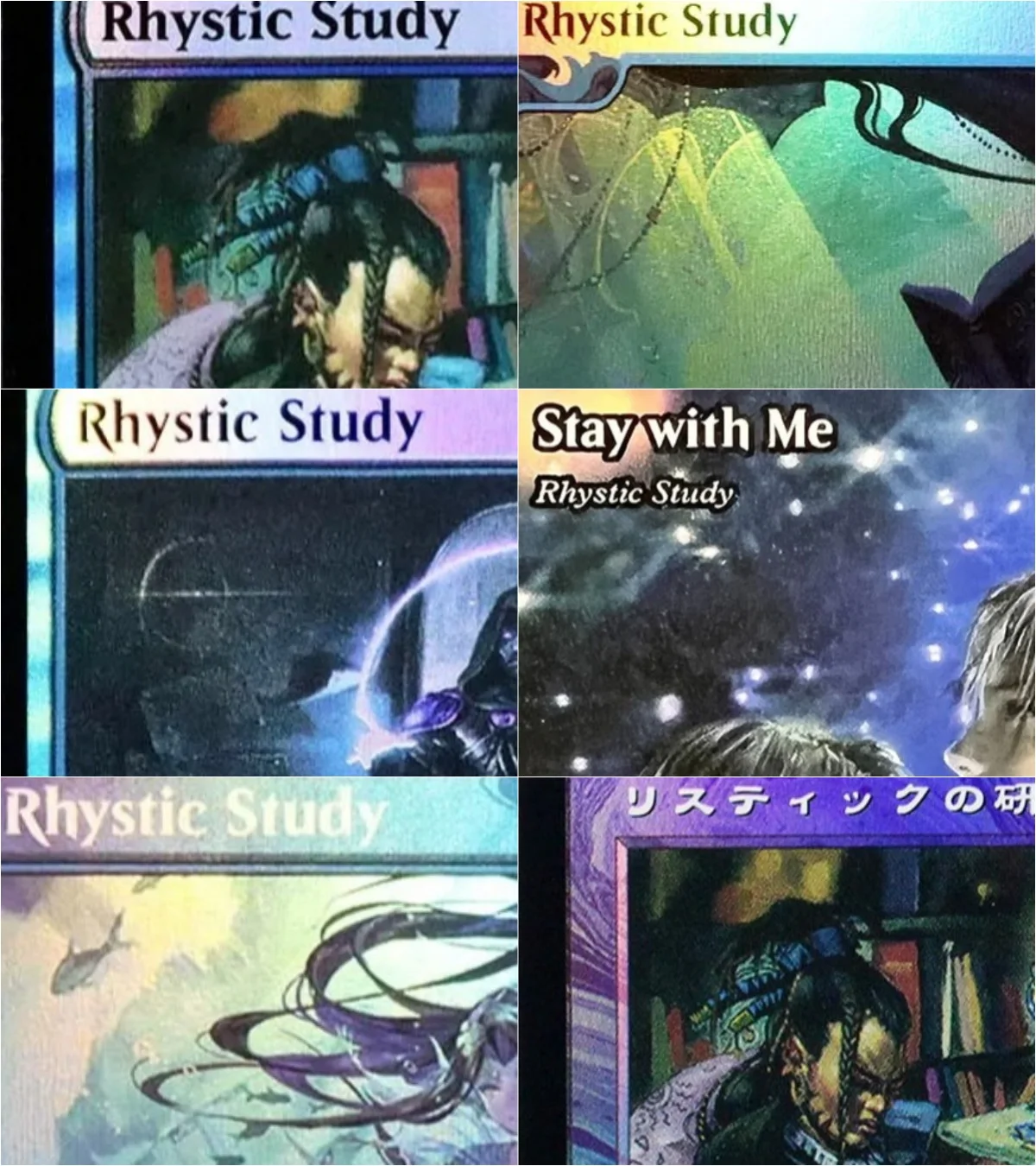 

Foil/Holo "Rhystic Study" Magical Proxy black Top High Quality Proxy Playing Cards Gathering Board deck Game Trading Cards