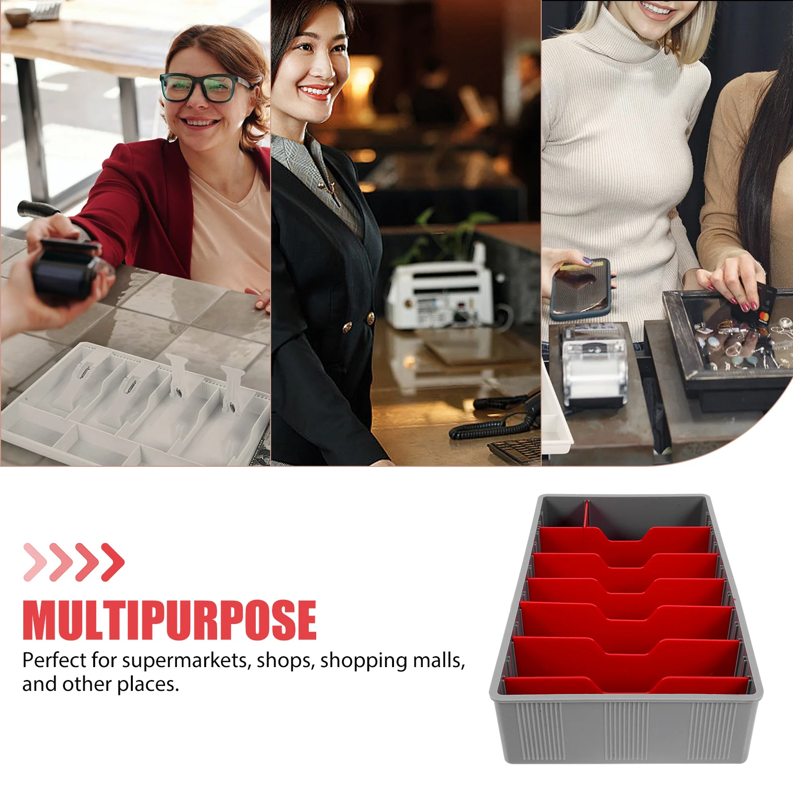 

5 Grid Cash Drawer Organizer Tray for Office Meeting Room Storage Compartment Cashier Box Money Tray Small Business Clothes Shop