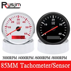 Customized HD 3000 4000 6000 7000 8000 RPM 85MM Tachometer Tacho Gauge Red Light For Car Boat Diesel Gasoline Engine RPM Meter