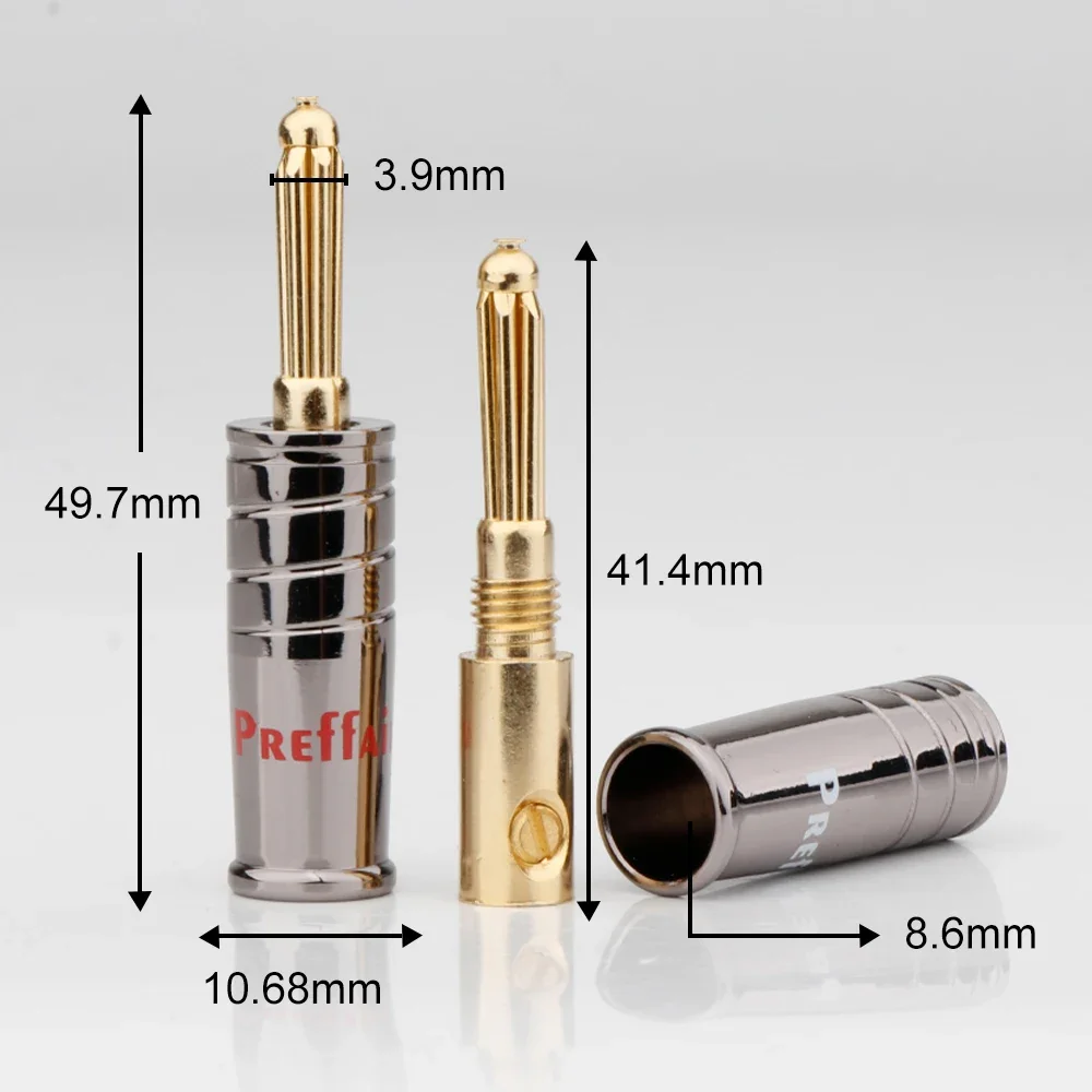 4/8PCS Preffair Screw Gold Plated Banana Speaker Plug Connectors for Speaker Wire, Wall Plate, Home Theater, Audio