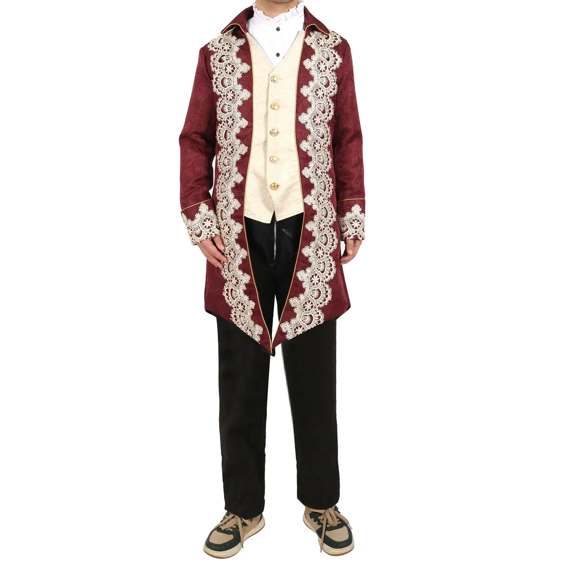 Średniowieczny frak mundurowy strój renesansowy męski vintage fioletowy aksamitny frak steampunkowy gotycki wiktoriański żakiet