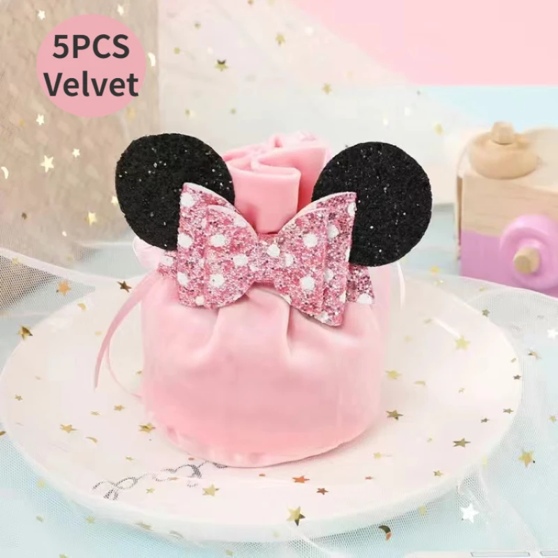 새로운 5 Pcs 벨벳 헝겊 Drawstring 가방 리본 파티 호의 선물 가방 파티 결혼식 생일 치료 가방 Cajas De Regalo