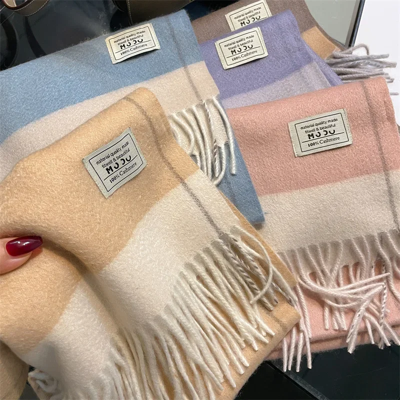 

Luxury Brand 100% New Soft Solid Warm Wool Scarf Winter Versatile Knitting Couple Pashmina Thick Blanket Shawls And Warps Scarf