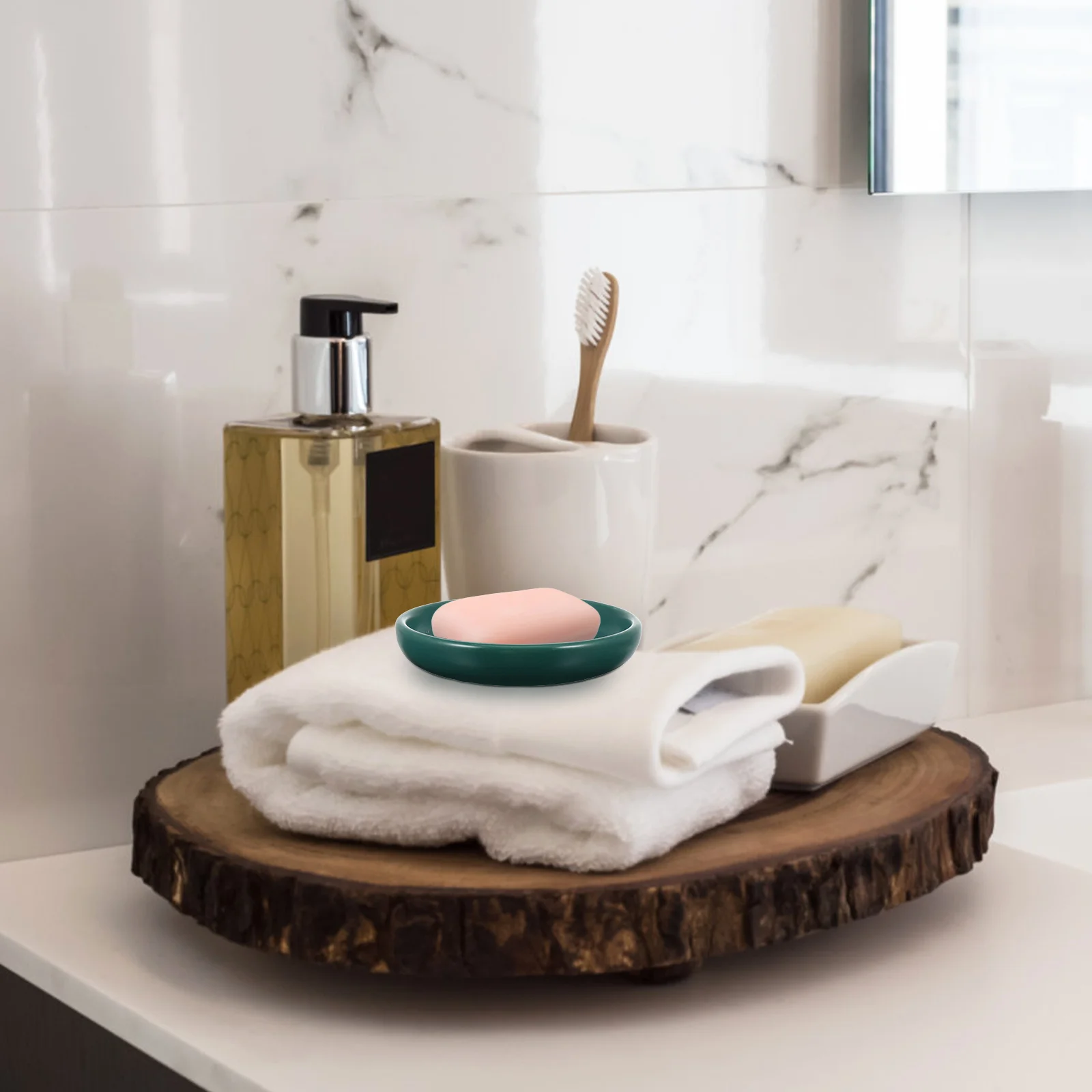 Seifenschale aus Keramik mit Marmormuster, nordischer Stil, für Badezimmer, Dusche, Handseifenhalter, Tablett für Küchenspüle, Badezimmer-Dekoration