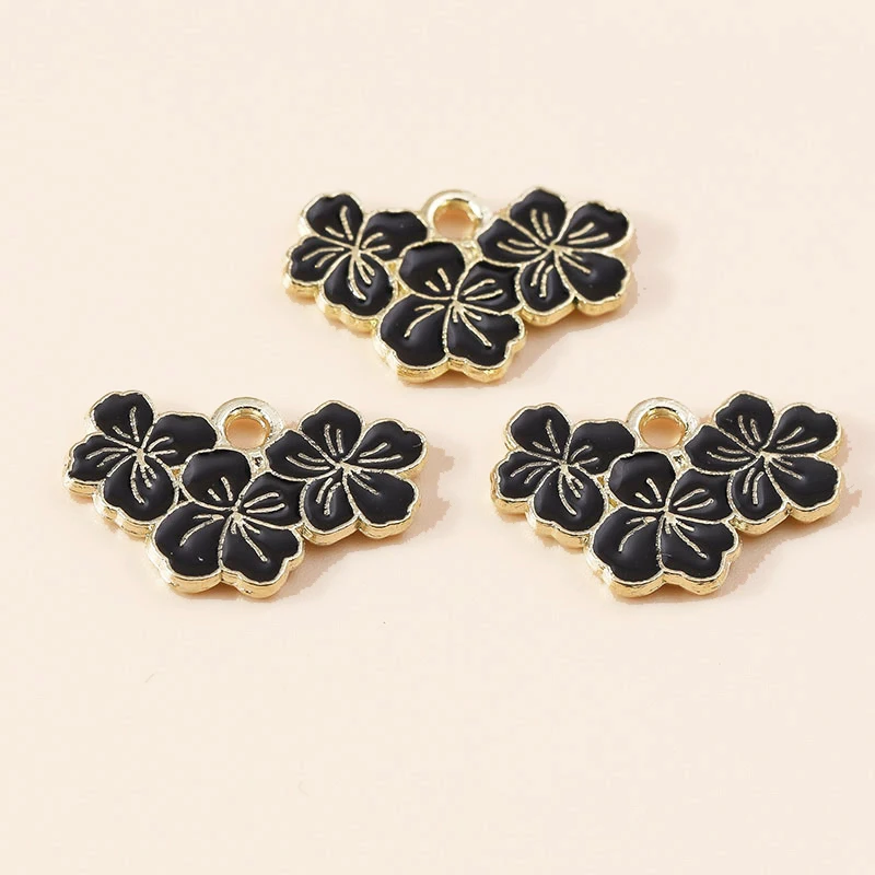 Leslie 10 Stück Niedliche Mini-Emaille-Sakura-Blumen-Anhänger für Ohrringe, Halsketten, Handgemachtes Schmuckzubehör – Detail 12