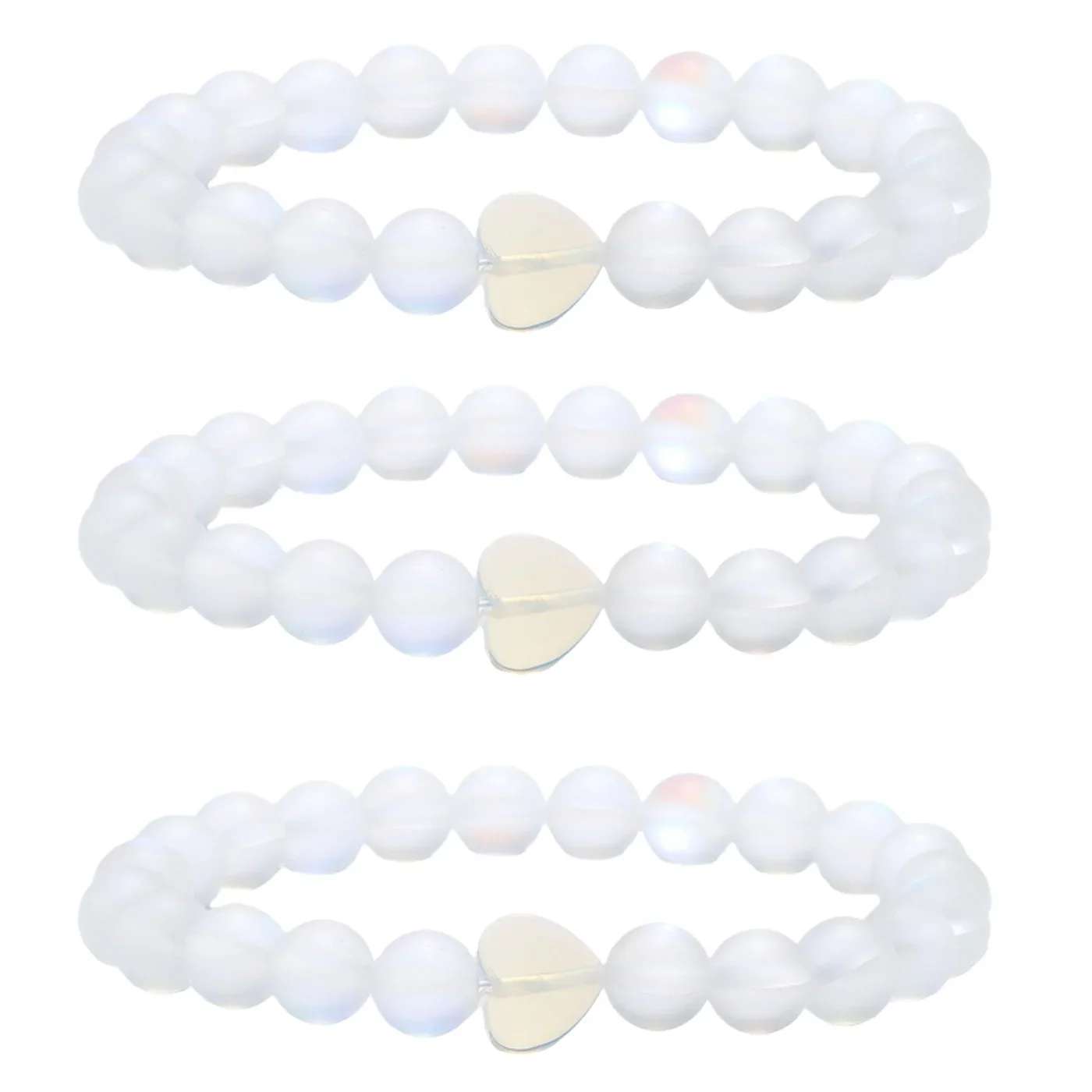 اشميتا 10 مللي متر أوباليت القلب سحر 8 مللي متر الأحجار الكريمة المستديرة سوار مُزين بالخرز شفاء شقرا كريستال تمتد مطاطا الروحية مجوهرات