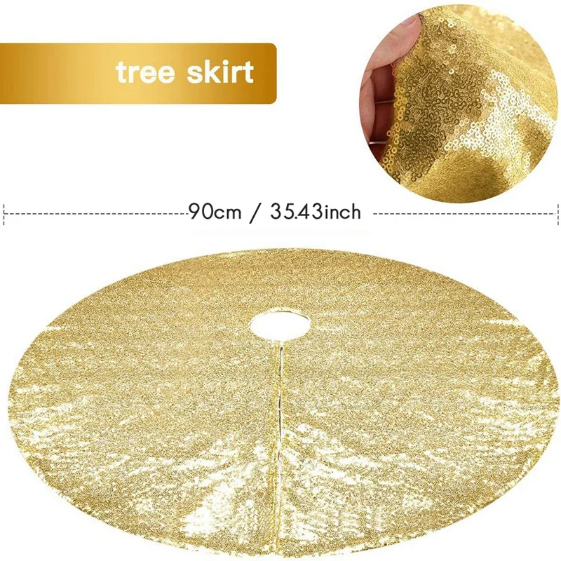 Юбка для новогодней елки, 36-дюймовая юбка с блестками для елки, коврик для рождественской елки