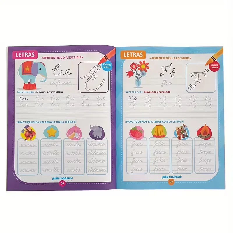 32 Pages Spanish Children's Alphabet Workbook Learning Matemáticas - Alphabet Handwriting Children's Puzzle Books
