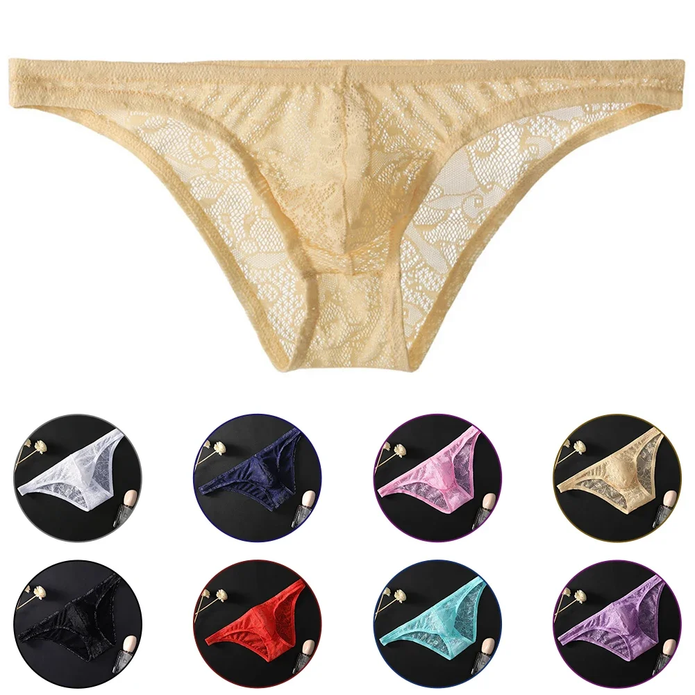 

Fashion 2023 New Briefs Lace Panties See Through Sheer Sissy Soft Underpant Breathable Bulge Pouch Comfortable
