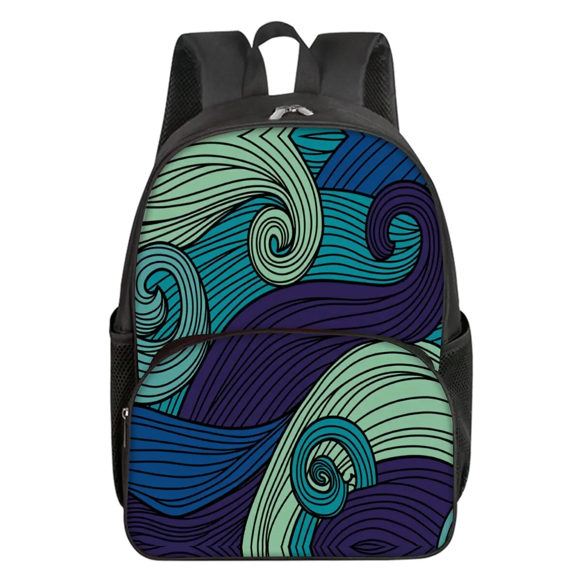 

Школьный рюкзак с волнистым принтом для мальчиков и девочек, лучший подарок, водонепроницаемая 3D мультяшная круглая передняя карманная сумка для детей