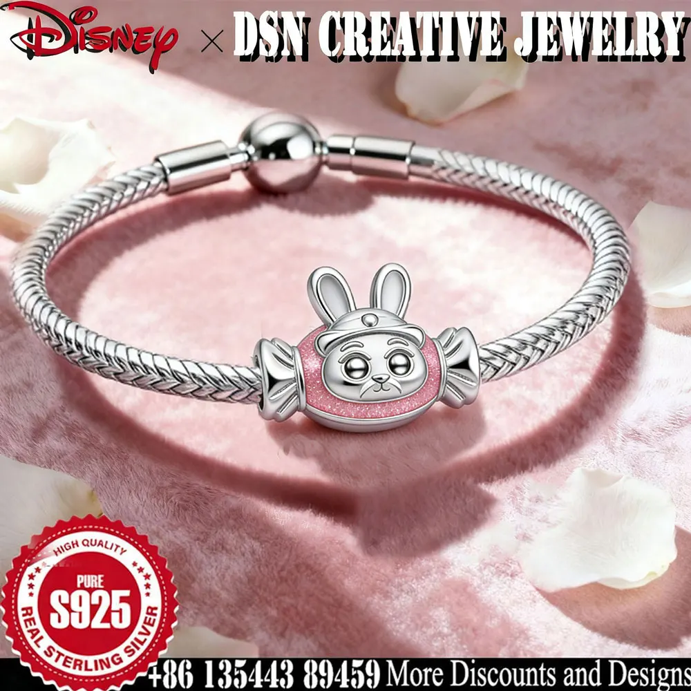 DSN-abalorio de plata 925 con cuentas de caramelo de Zootopia de Disney para pulsera, juego infantil, bonito abalorio de dibujos animados, regalo de joyería