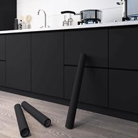 Thicken Pure  Black Removable Waterproof  Wallpaper Matte Contact Paper Wall Self Adhesive Countertop Cupboard Shelf PVC