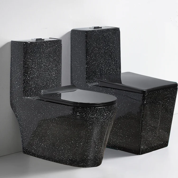 luxury square ceramic bathroom black toilet integrated