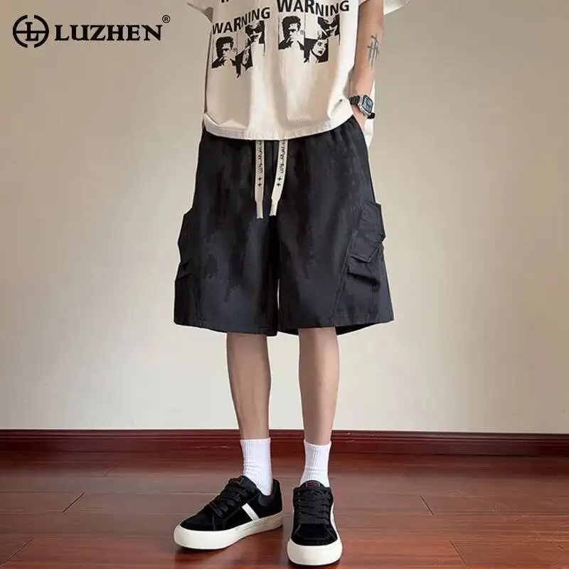 

Мужские модные шорты LUZHEN 2026: летние, оригинальные, с эффектом потертости, тай-дай, свободного прямого кроя, на резинке, модель JY6527