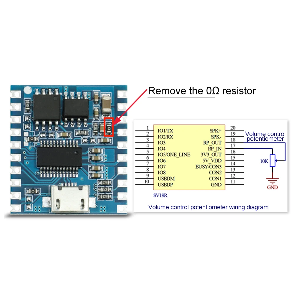 DY-SV17F DY-SV19R Audio Module Mini MP3 Player IO Trigger USB Downolad Flash Voice Playing Module Support MP3 WAV Decoding