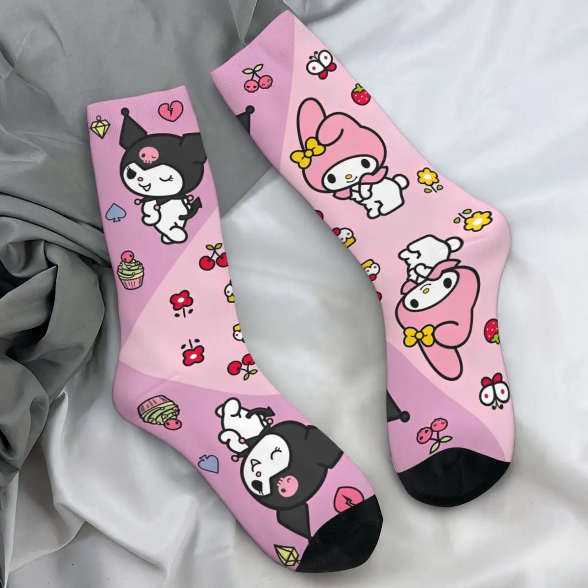 Sanrio Kuromi Cartoon Kawaii Socks Winter Stockings Fashion Women Men Medium Soft Socks Graphic Outdoor Sports Non Slip Socks