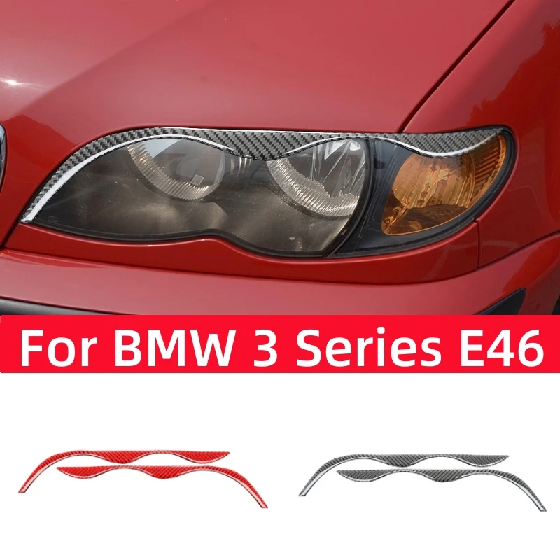 

For BMW 3 Series E46 M3 323i 328i 330i 325i 1999-2004 Accessories Carbon Fiber Car Headlight Eyebrows Trim Cover Decor Stickers