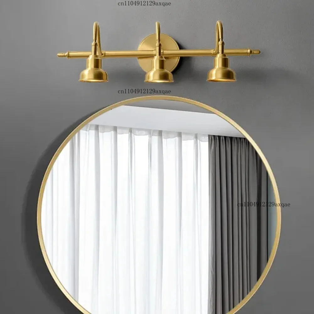 LED Mirror Headlight Bathroom Mirror Cabinet Special Makeup Bathroom Full Copper Photo