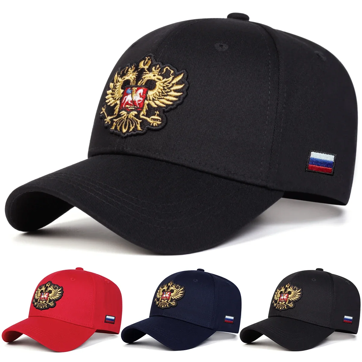 Casquettes de baseball unisexes brodées d'un aigle à double tête, ajustables, décontractées, pour le printemps et l'automne, protection solaire, casquette de sport