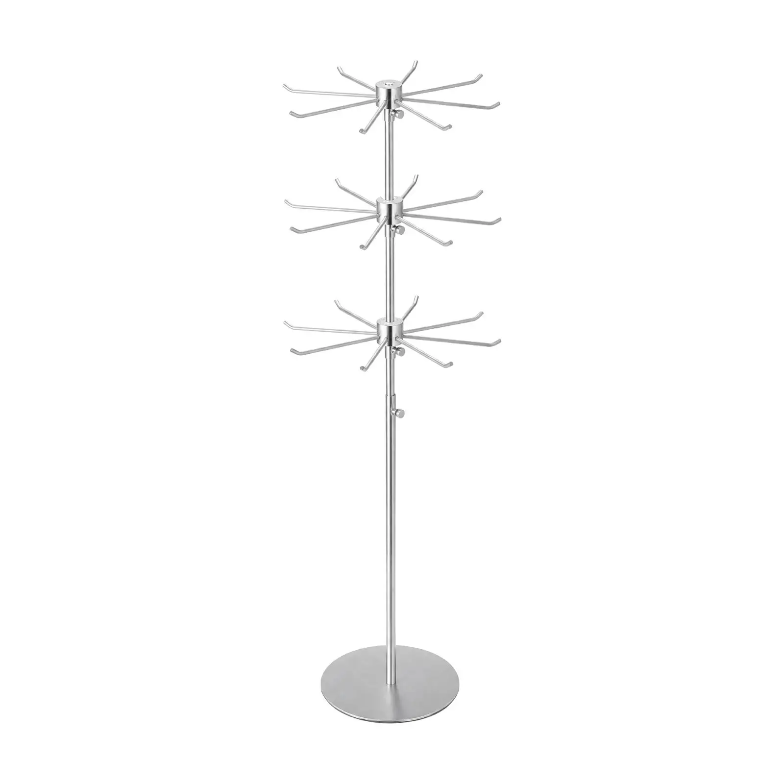 Jewelry Display Rack with Hanging Hooks Adjustable Height Bracelet and Necklace Display Stand Stainless Steel Jewelry Stand
