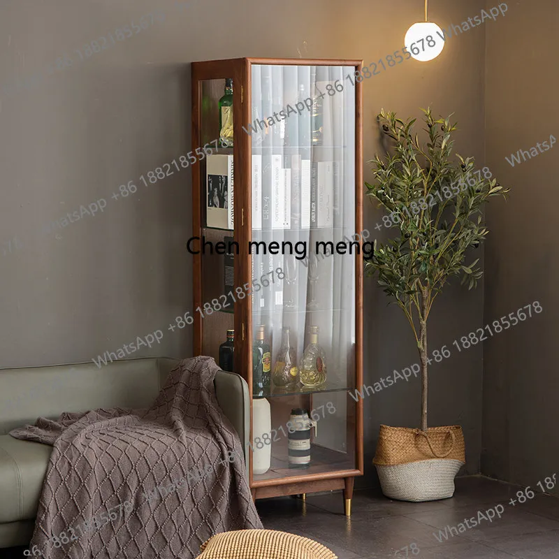 Bookcase Modern Wine Cabinet Walnut Glass Storage Japanese Wine Cabinet Living Room Display Bar Furniture Barschrank