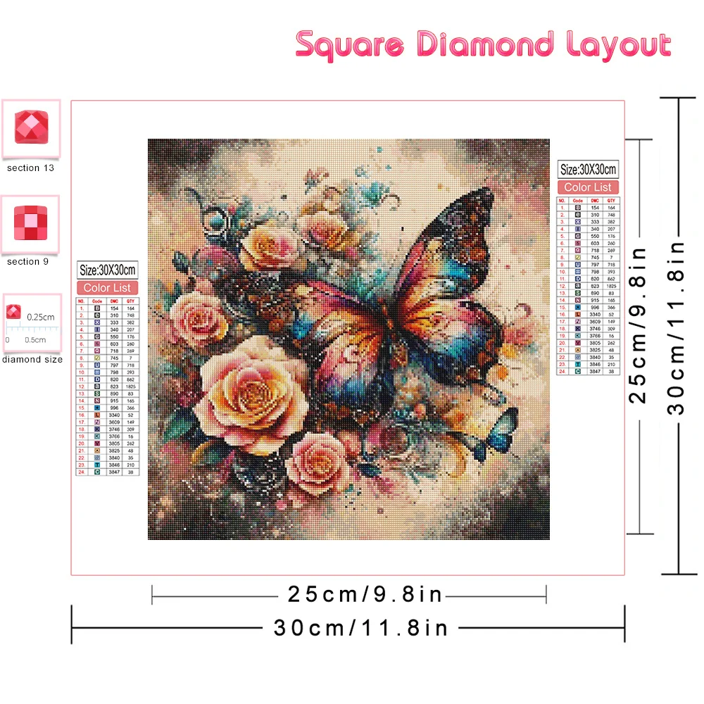 Huacan Diamond Painting Animal Butterfly Full 5d Mosaic Flower Rose New Collection Art Home Decor Gift Craft Kit