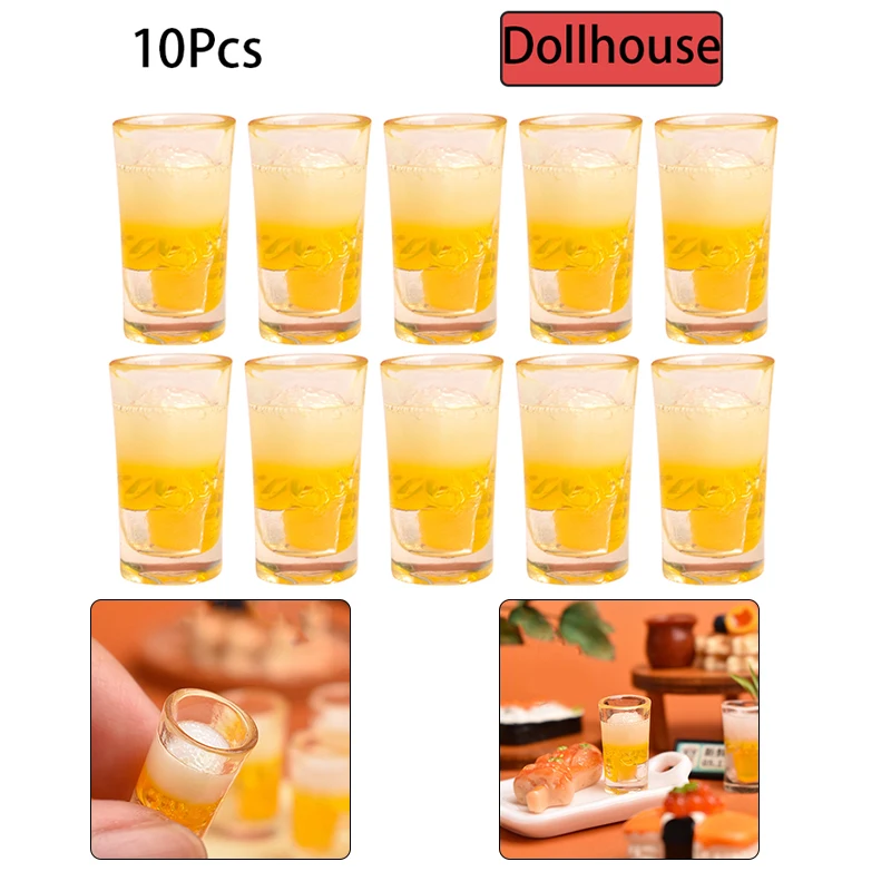 10 Uds. Juguete en miniatura para cocina, tazas para beber cerveza, accesorio para taza, modelo de bebida, juguete, taza de vino, juguete, decoración para casa de muñecas