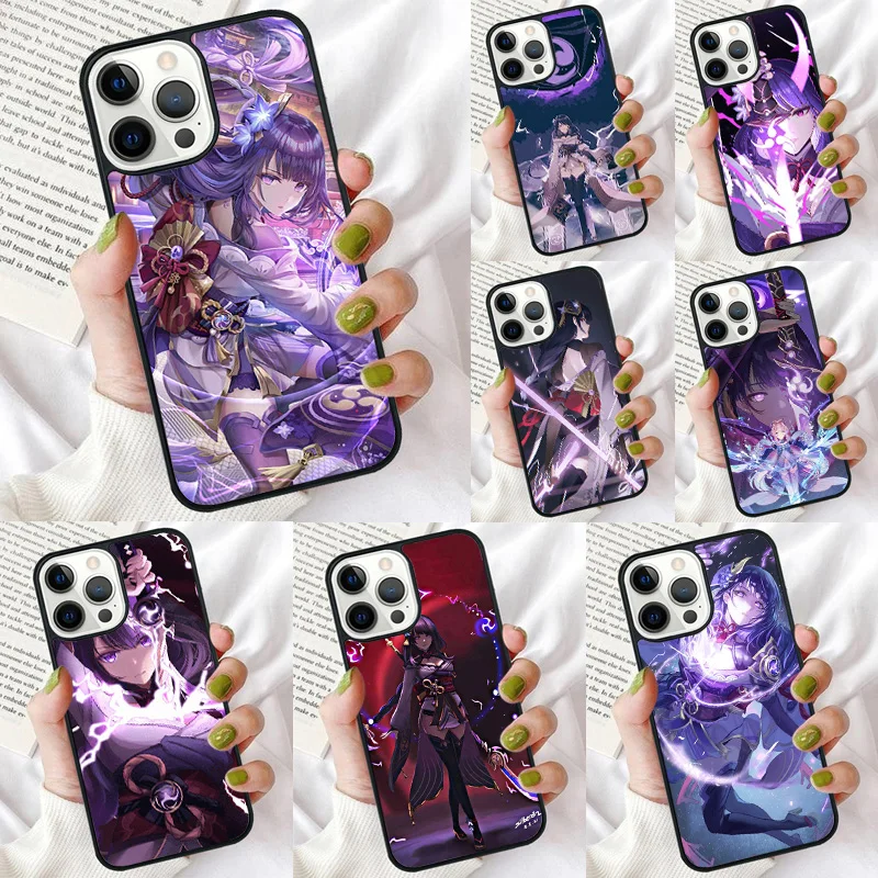 Genshin Impact Raiden Shogun Phone Case for iPhone 16 15 14 12 13 mini PLUS X XS XR 11 PRO MAX Back Cover Fundas