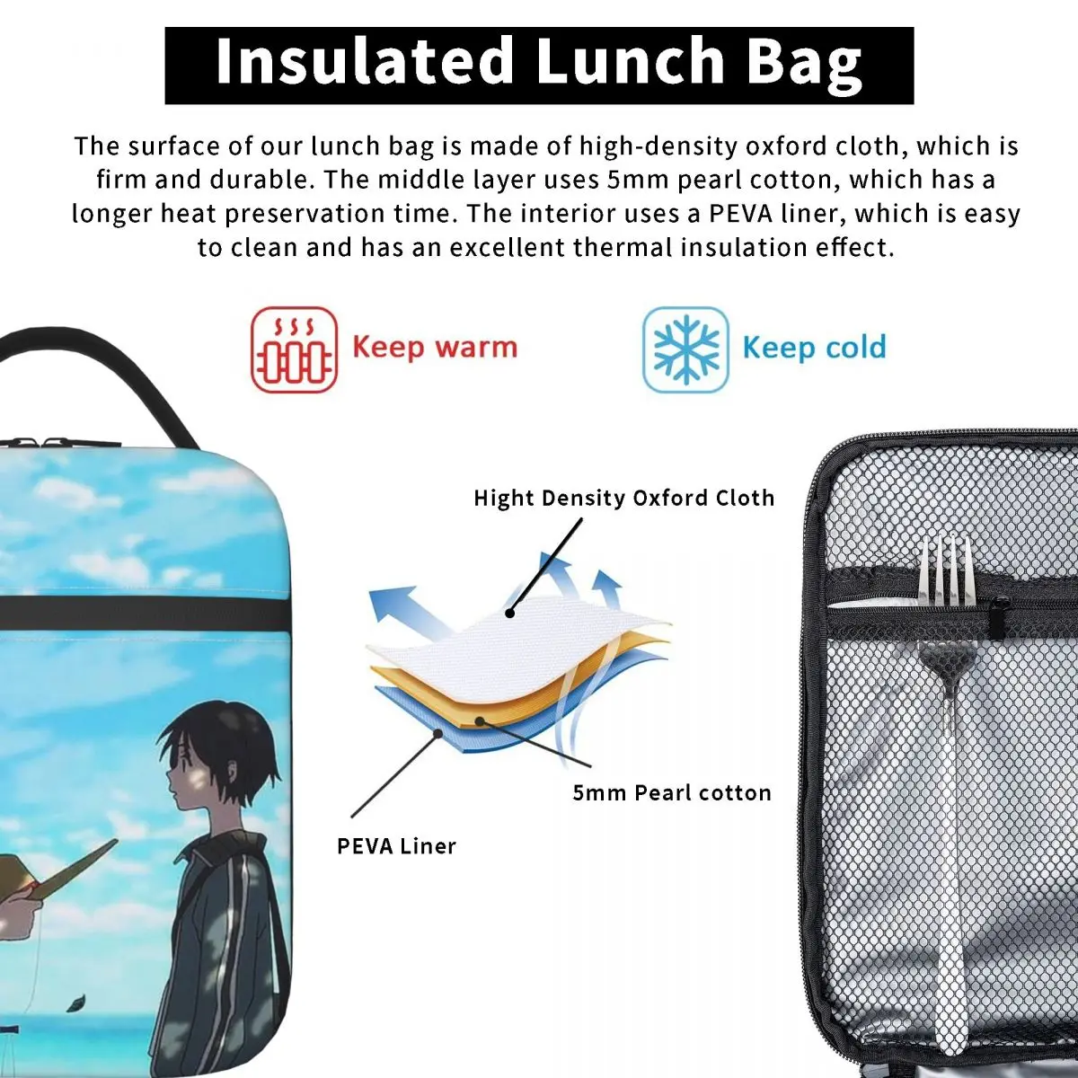 The Stranger By The Shore Anime Insulated Lunch Bag for Women Children Leakproof Food Boxes Thermal Lunch Box Tote