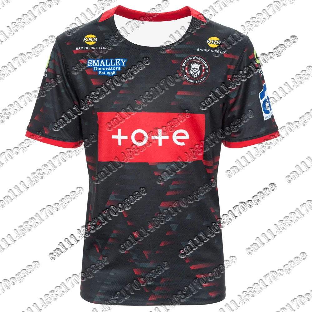 Men Y2K Oversized Warriors Rugby Jersey Pattern Short Sleeve Breathable Athletic Shirt for Sports Training Daily Street Style