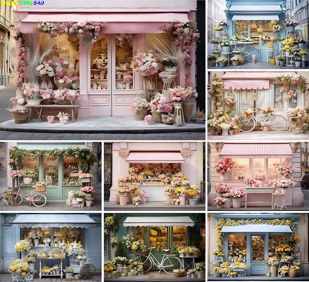 

Spring Flower Shop Photography Background Boho Flowers Kids Birthday Party Family Portrait Decor Backdrop Photo Studio