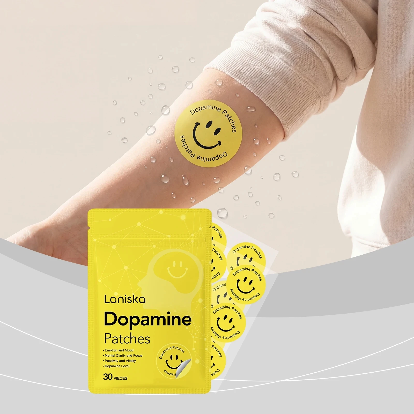 Dopamine Patches Improve Mood Focus Concentration Dopamine Local Heating Mental Wellness Beige-Friendly Body Care Patch 30pcs