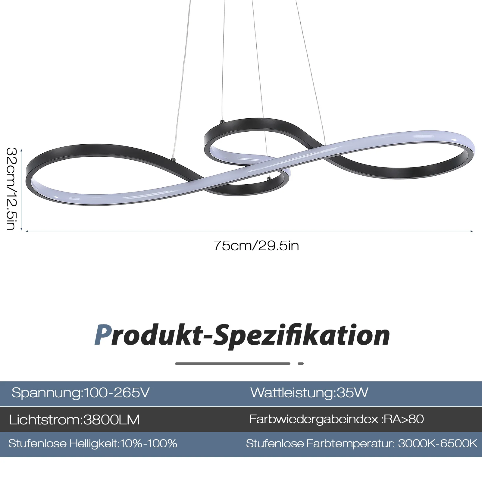 35 واط Moderner Esszimmer Kronleuchter ferngesteuertes Dimmen Gebürstete Schwarz Esszimmerleuchte فندق Wohnzimmer Schlafzimmer #5
