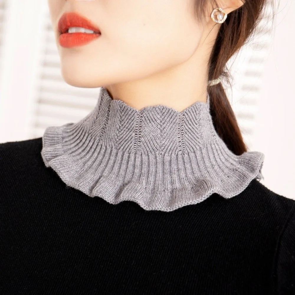 

Модный эластичный искусственный вязаный воротник, ветрозащитный шарф, теплая вязаная съемная водолазка для женщин