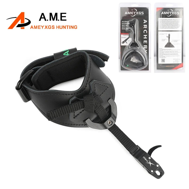 

Archery Release Aid Compound Bow Release R/L Hand Leather Wristband Adjustable Wrist Strap Shooting Hunting Aid Trigger Caliper