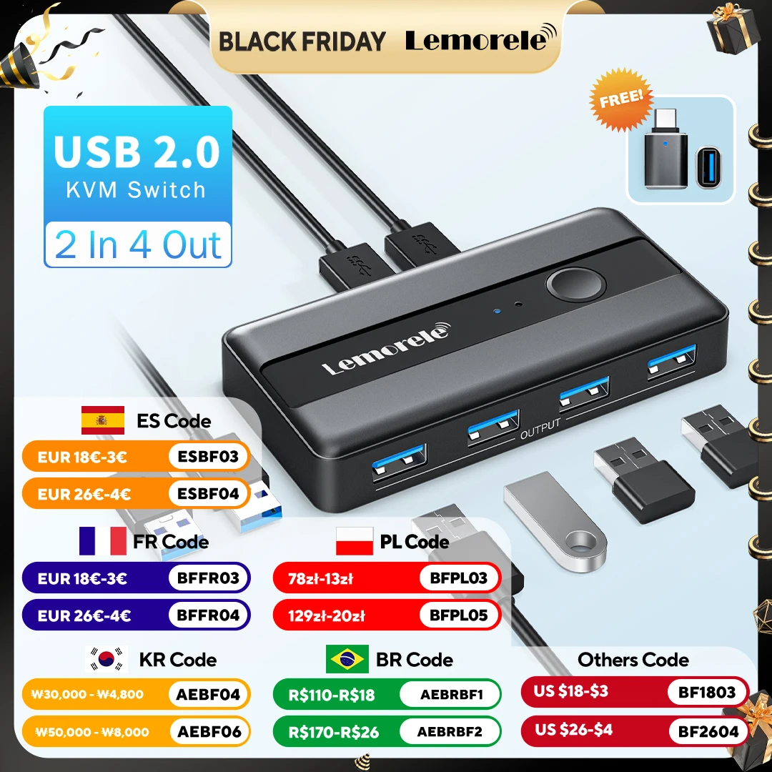 yZ[zLemorele USB KVM XCb`A_v^ USB 3.0 XCb`[ 2  4 o USB XCb` KVM XCb`[v^LRs[^L[{[hp
