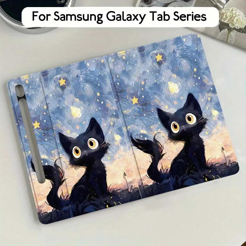 

Starlit Sky Art Cat Gift For Samsung Galaxy Tab S10 S9 S8 S7 FE Lite Soft Flexible Support Tablet Case