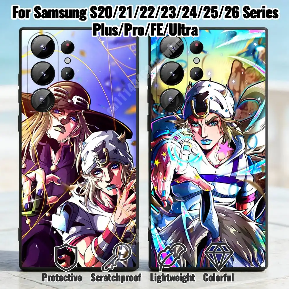 J-JoJo Part7 S-Steel B-Ball Run Phone Case for Samsung Galaxy S21 22 Ultra Plus S23 24 FE Lite S25 26 Shockproof Cover