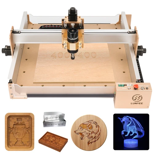 LUNYEE CNC 루터, 목재, 아크릴, MDF, 나일론 조각 절단용, 올 메탈 CNC 기계, 업그레이드된 3 축 조각, 4040 프로