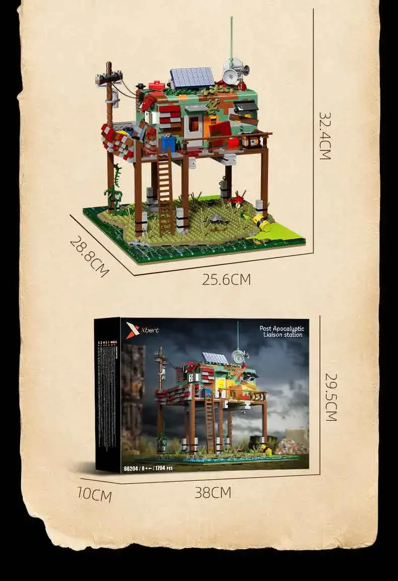 Post Apocalyptic Radio Station Building Blocks Tower Street View High Difficulty Model DIY Assembly Educational Toy for Children