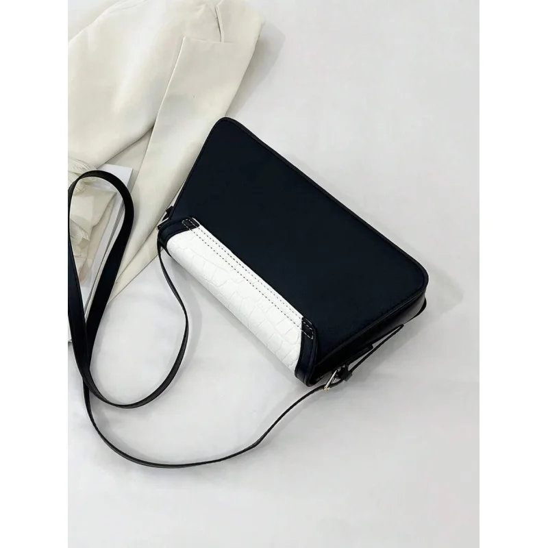 ، الحد الأدنى، عارضة، 1PC حقيبة كتف منقوشة نمط التمساح المألوف مع سحاب، أسلوب ريترو وبسيط، مناسبة