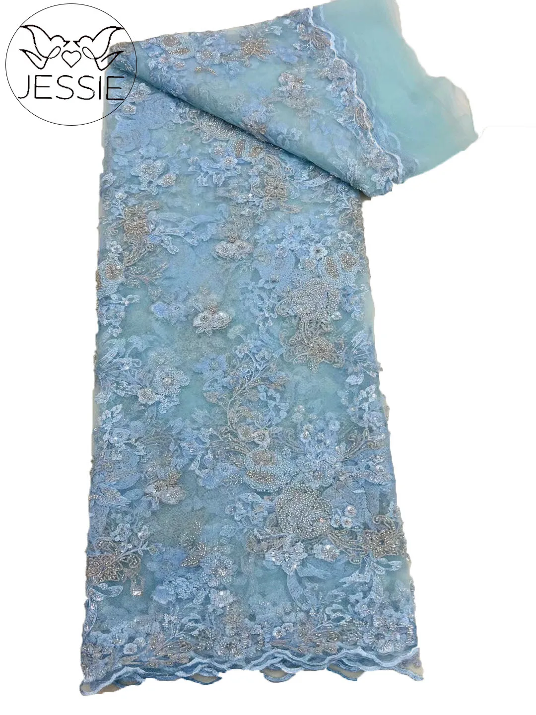 

Luxury Elegant African Handmade Beads Lace Fabric 2024 New French Nigerian 3D Embroidery Lace Fabric For 5yards Wedding Dresses