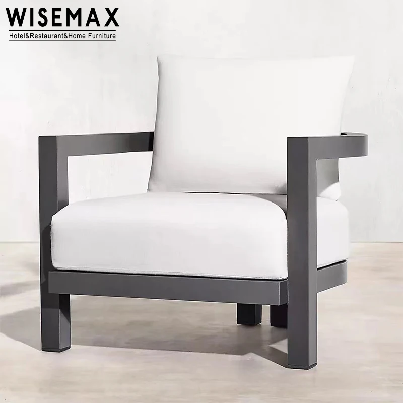 WISEMAX FURNITURE Comfy sofa chair garden furniture patio aluminum curved backrest outdoor  chair with coffee table set