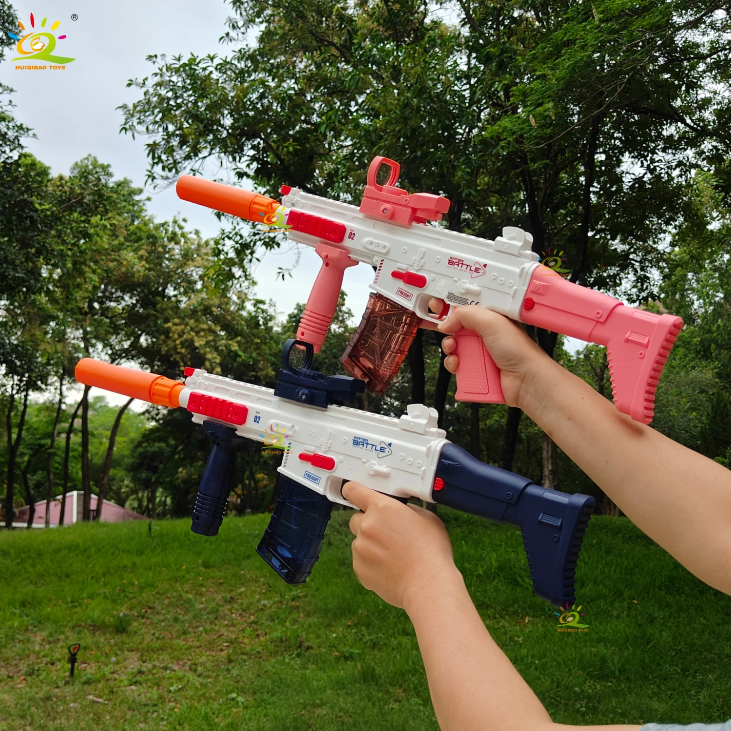 HUIQIBAO Water gun toy guns, pink and blue safety electric water guns, birthday gifts for children, realistic design for boys